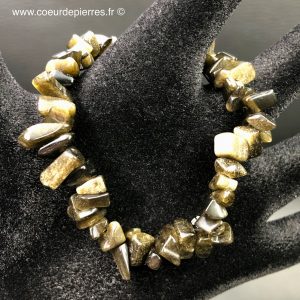 Bracelet chips en obsidienne doré du Mexique
