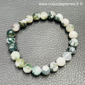 Bracelet en agate mousse du Brésil « perles de 8 mm »