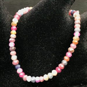 Bracelet en Saphir et Rubis de Birmanie « perles facettés de 5 mm »
