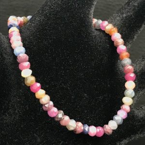 Bracelet en Saphir et Rubis de Birmanie « perles facettés de 5 mm »