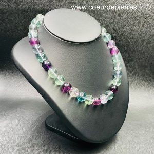 Collier en fluorite de Chine “perles de 1,4 cm” (réf cfl3)