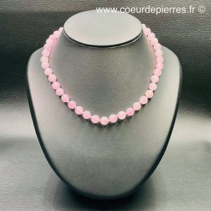 Collier en quartz rose de Madagascar « perles de 8mm »