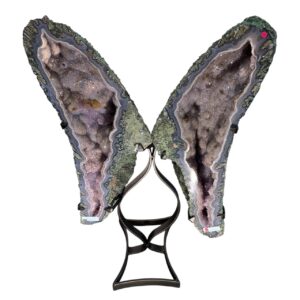 Géode de Calcédoine sur Agate "Ailes de Papillon"
