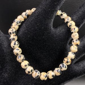 Bracelet en jaspe dalmatien perles de 6mm