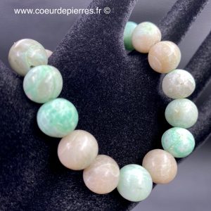 Bracelet en pierre de lune verte “garniérite” de Madagascar, perles de 11mm “rare”