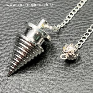 Pendule « cône » en métal argenté (réf pm7)