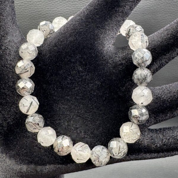 Bracelet en Quartz Tourmaline "Perles facettées 8mm" – Image 2