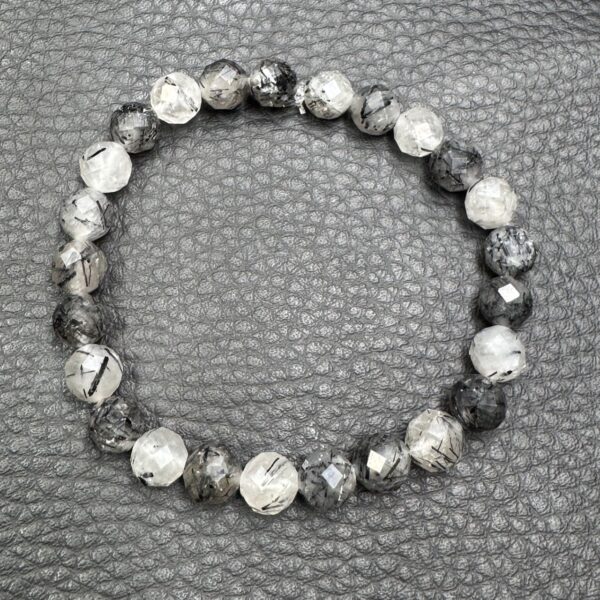 Bracelet en Quartz Tourmaline "Perles facettées 8mm" – Image 3