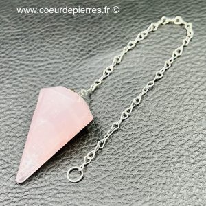 Pendule « hexagonale » en quartz rose du Brésil (Réf p3)