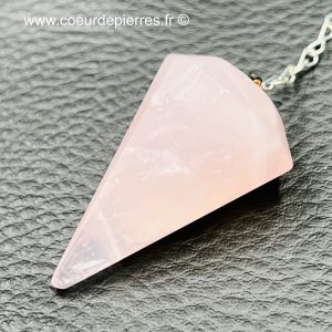 Pendule « hexagonale » en quartz rose du Brésil (Réf p3)
