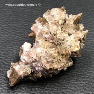 Amas de fluorite sur cristaux de calcite noire de Chine (réf bf38)