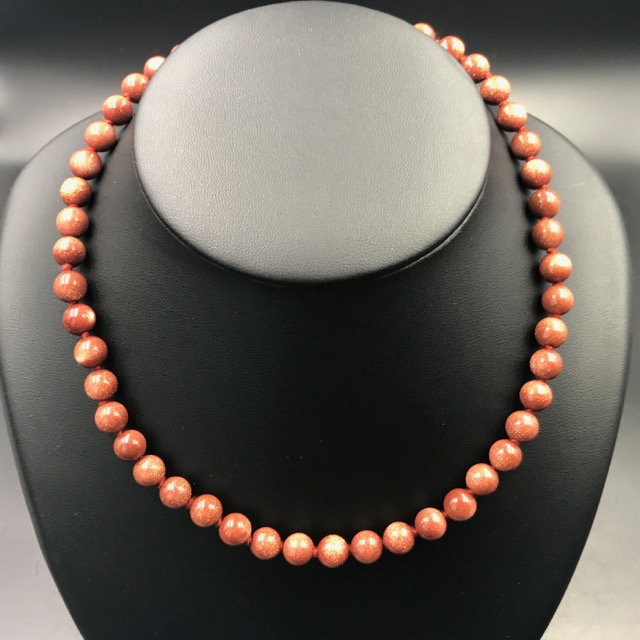 Collier perles en pierres soleil de synthèse (réf cps2)