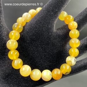Bracelet en opale jaune de Madagascar perles de 8mm