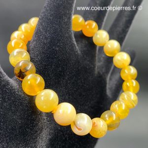 Bracelet en opale jaune de Madagascar perles de 8mm
