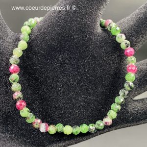 Bracelet en rubis zoïzite de Tanzanie “perles facettées de 4mm”