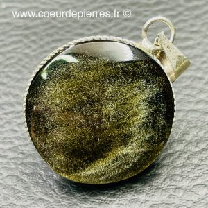 Pendentif obsidienne doré du Mexique (réf od2)