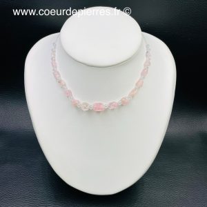 Collier rivière en morganite facetté du Pakistan et cristaux Swarovski (réf cm2)