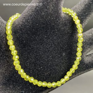 Bracelet en Péridot d’Egypte “perles facettées de 3 mm”