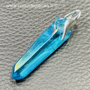 Pendentif cristal de roche aqua-aura (réf aa9)