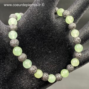Bracelet en pierre de lave et aventurine verte perles de 6mm