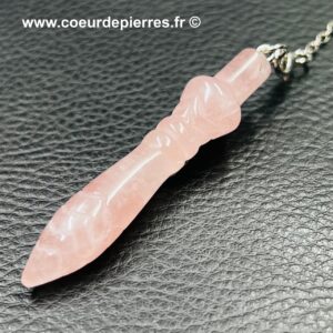 Pendule “de Thôt” en quartz rose du Brésil (réf p28)