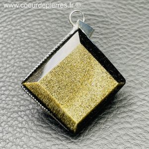 Pendentif obsidienne doré du Mexique (réf oa5)