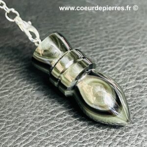 Pendule “égyptien” en obsidienne oeil céleste du Mexique (réf p29)