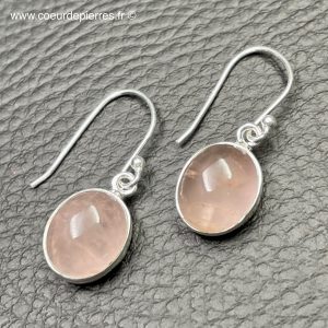 Paire de boucles d’oreilles en quartz rose (réf boqr4)