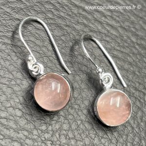 Paire de boucles d’oreilles perles en quartz rose (réf boqr1)