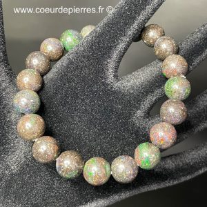 Bracelet en opale noire d’Honduras (extra) “perles de 10mm”