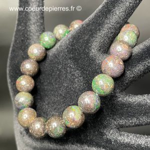Bracelet en opale noire d’Honduras (extra) « perles de 10mm »