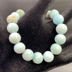 Bracelet en Dickite “turquoise” de Madagascar perles de 10mm