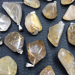 Pendentif quartz rutile du Brésil “en pierres roulées”