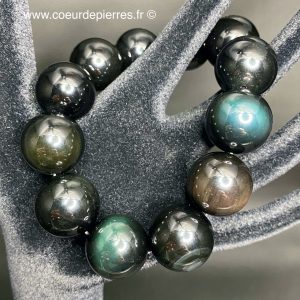 Bracelet en obsidienne oeil céleste du Mexique “perles de 2 cm”