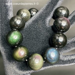 Bracelet en obsidienne oeil céleste du Mexique “perles de 18 mm”