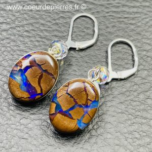 boucles d’oreilles en opale boulder d’Australie (réf boo11)