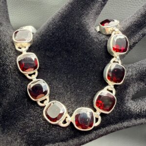 Bracelet Grenat Rouge et Argent