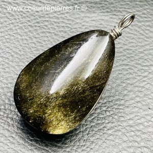 Pendentif obsidienne doré du Mexique (réf oa2)
