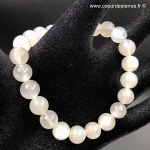 Bracelet pierre de lune adulaire blanche du Sri Lanka “perles de 8mm”
