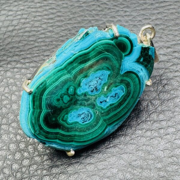 Pendentif en chrysocolle et malachite du Congo (réf c20) – Image 2
