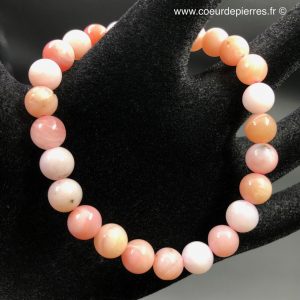 Bracelet en opale rose Péruvienne “Cordillère des Andes” perles de 7mm « qualité extra »