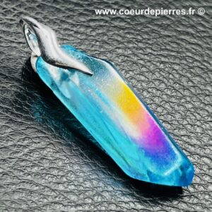 Pendentif cristal de roche aqua-aura (réf aa10)
