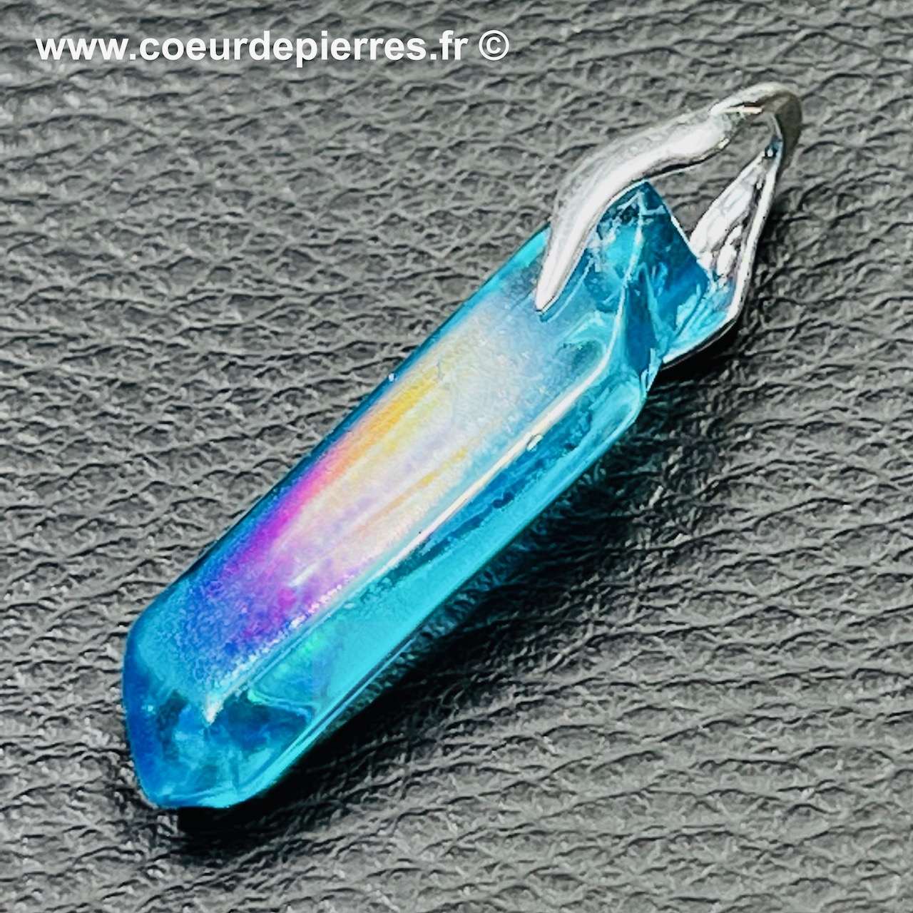 Pendentif cristal de roche aqua-aura (réf aa10)