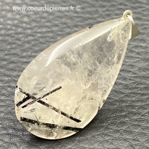 Pendentif cristal de roche à inclusions de tourmaline du Brésil (réf pqt4)