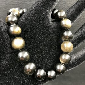 Bracelet en obsidienne doré du Mexique « perles 10mm »