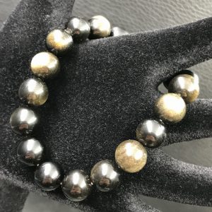 Bracelet en obsidienne doré du Mexique « perles 10mm »
