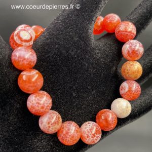 Bracelet Agate de feu du Mexique “perles de 10mm”