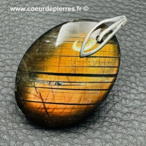 Pendentif Labradorite Doré Bleu