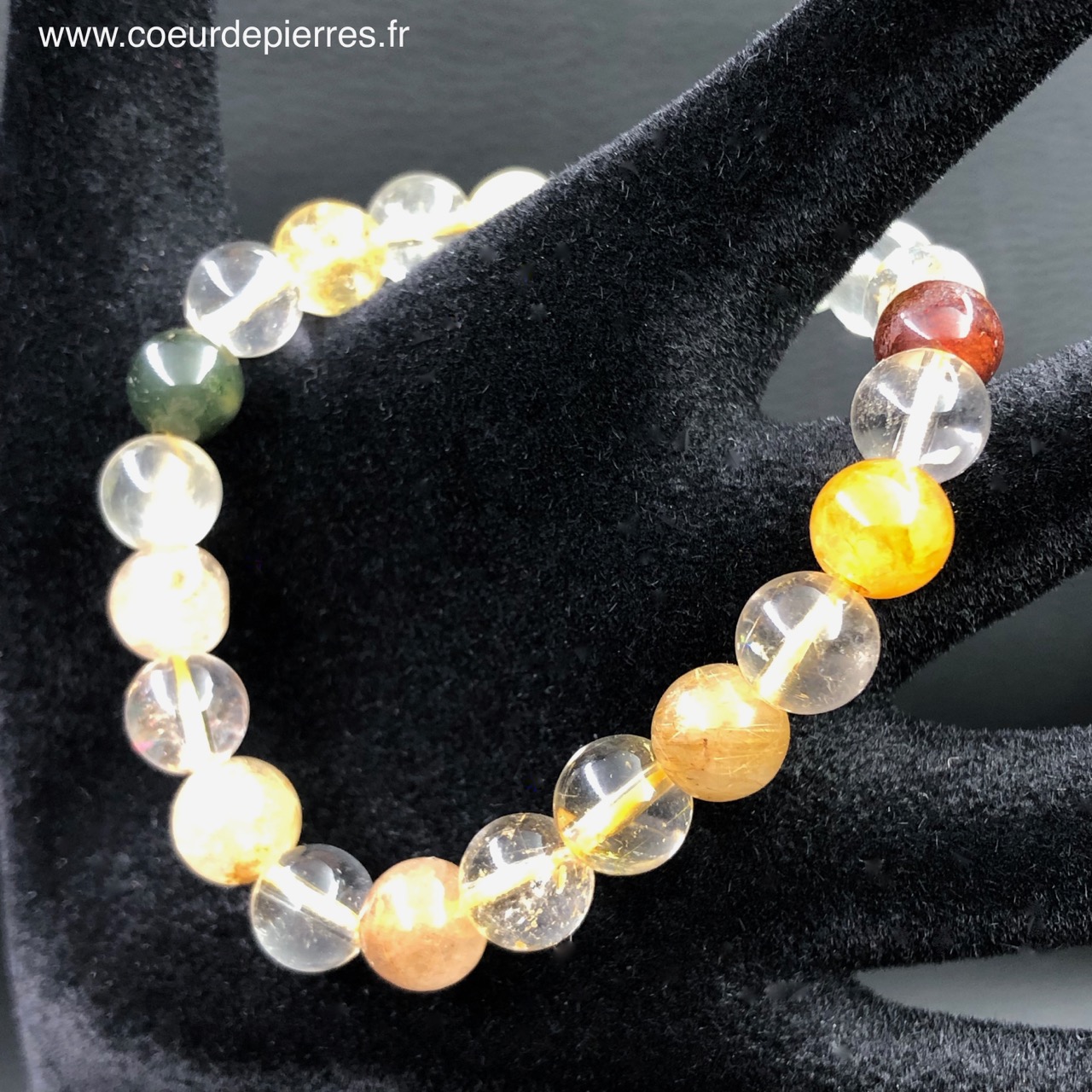 Bracelet en quartz rutile Extra perles 8 mm
