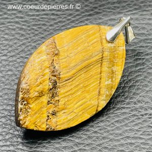 Pendentif oeil de tigre d’Afrique du sud « grand modèle » (semi-brut) (réf pot14)